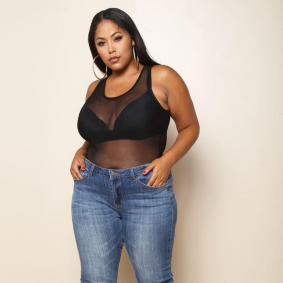 plus size mesh bodysuit